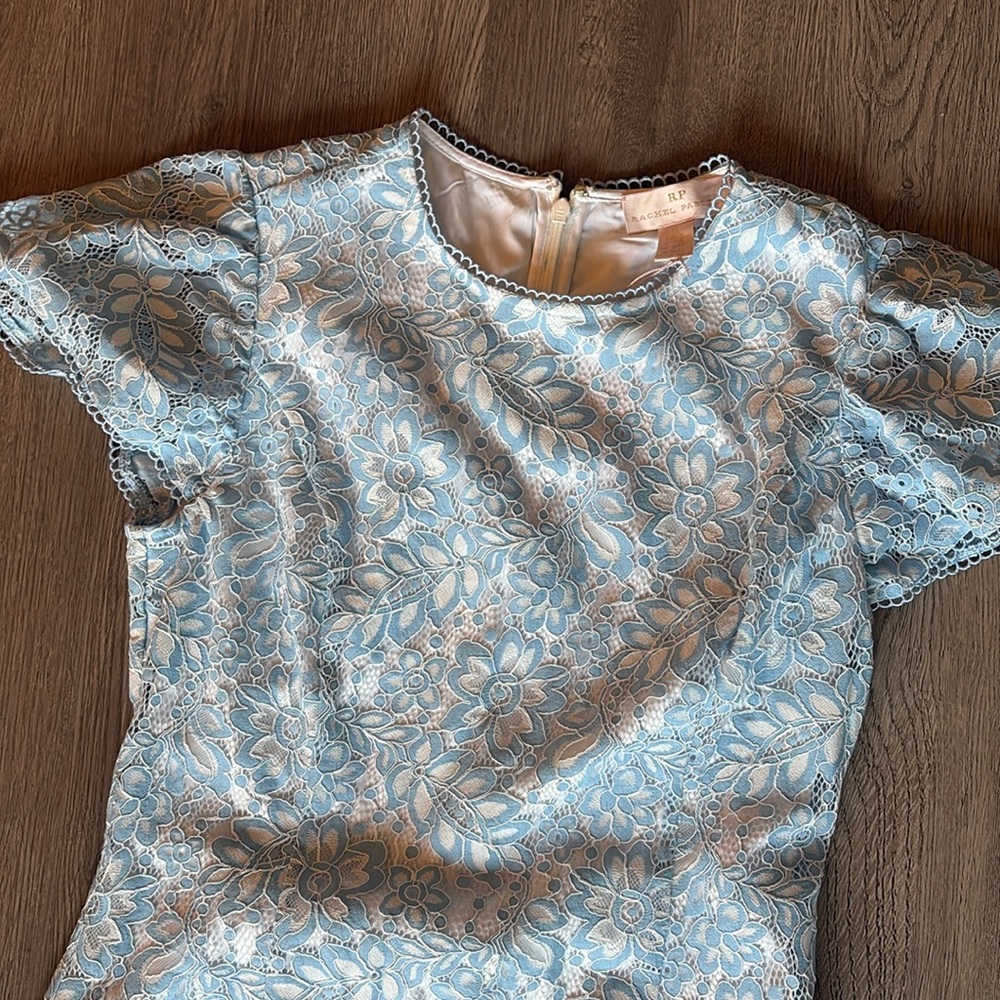 Rachel Parcell Lace Sheath with Ruffle Hem - Celeste Blue Size M - Picture 5 of 16